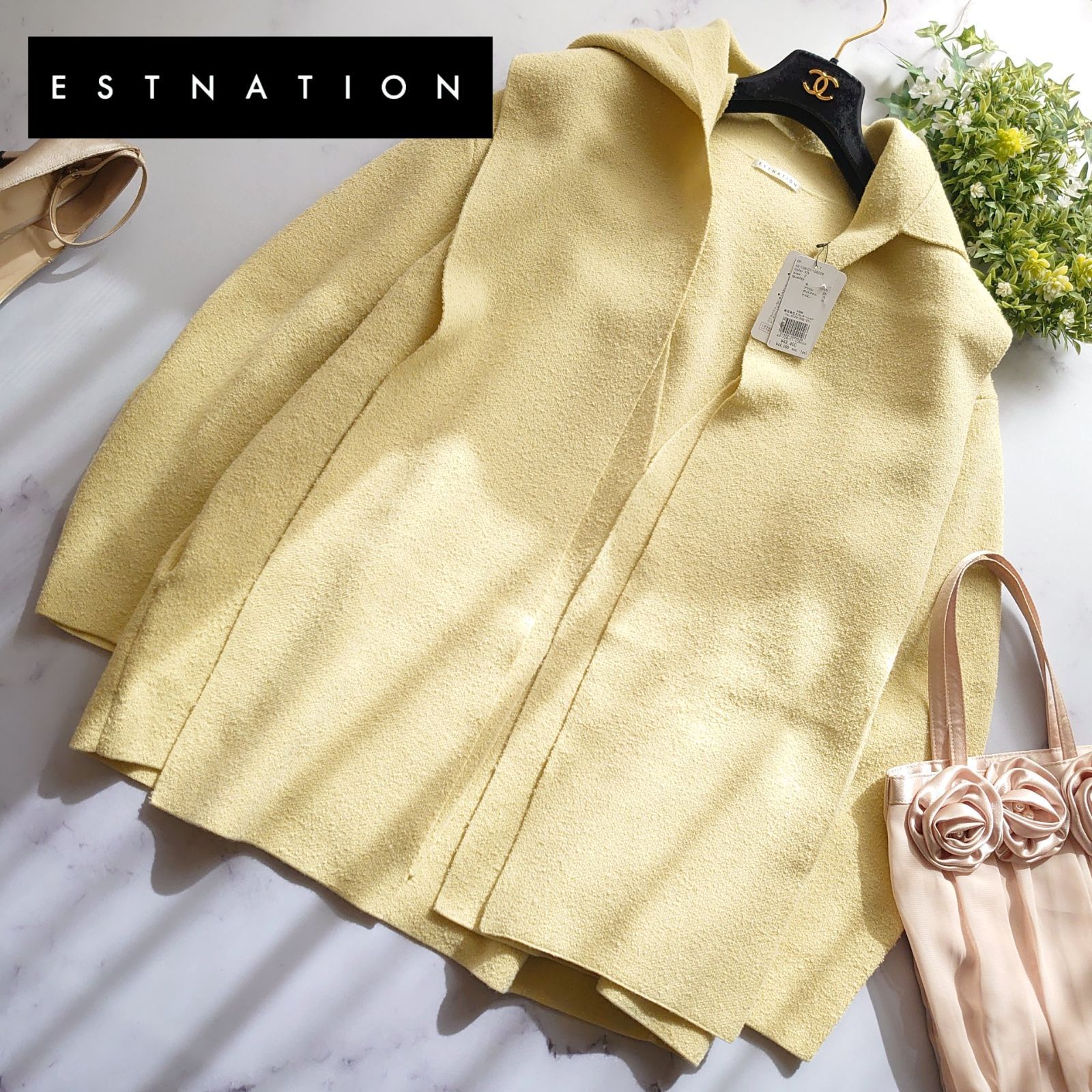 24 AW エストネーション カーディガン フードストール付き ニット