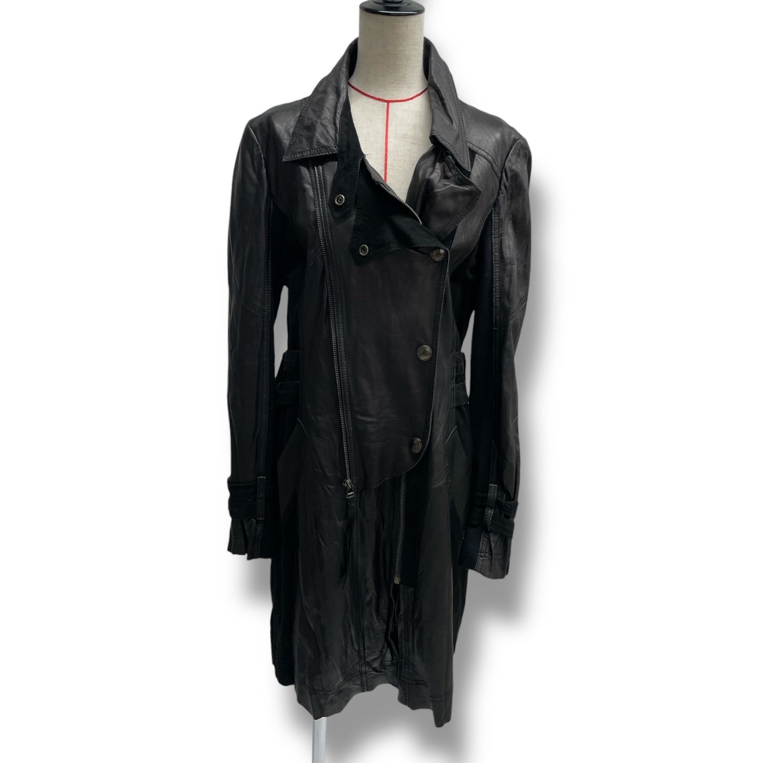 Rosy Pink ロージーピンク レザーコート アウター コート ラムスキン レザー 本革 ブラック 黒 サイズ88 レディース 秋 ゴーゴー No 1401