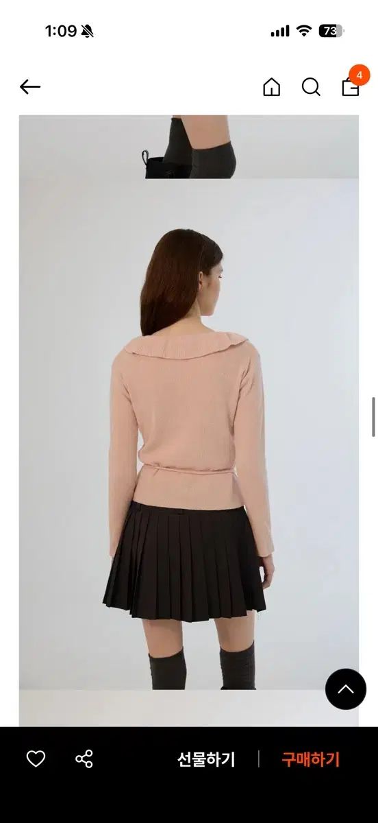 サムウェアバタフライ フリル リボン カシミア カーディガン ピンク