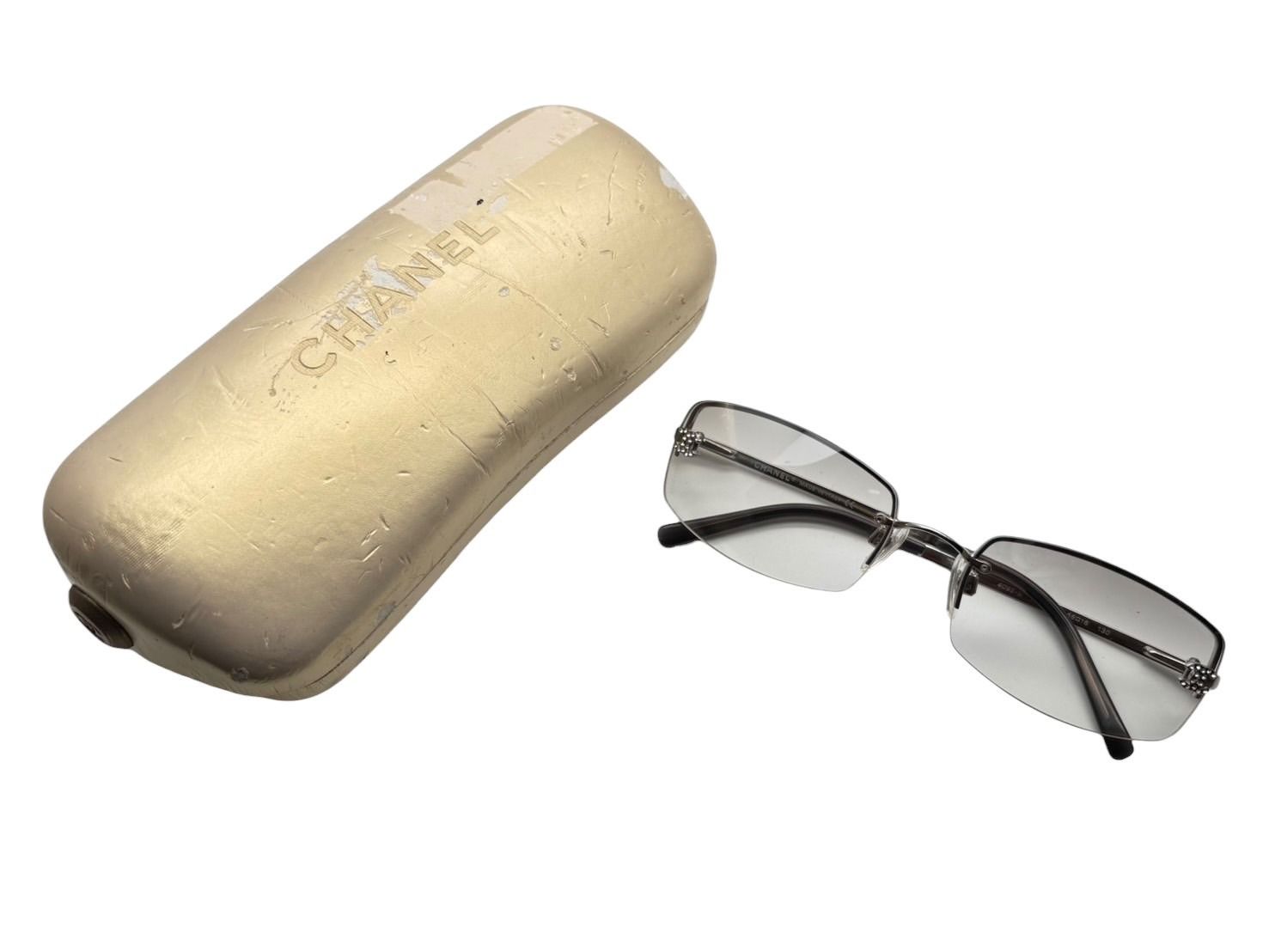CHANEL シャネル サングラス リムレス ラインストーン ココマーク 4093-B イタリア製 メタル シルバー金具 サイズ56◻︎16 4b008972
