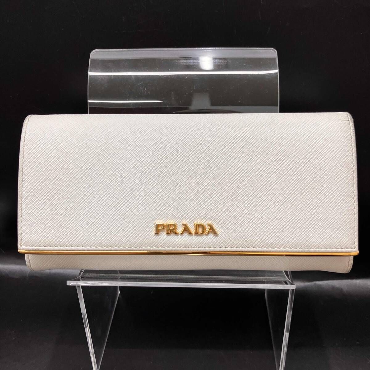 PRADA プラダ 長財布 ホワイト パスケース付