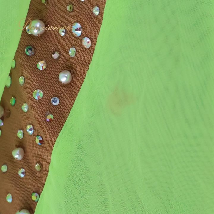  社交ダンス 衣装 チャコット Chacott ドレス ワンピース フロート レース デモ 競技 ダンス パーティ 発表会 ブラウン系 グリーン系 輝く パール ノースリーブ 女性用 明るい色 おしゃれ スタイリッシュ ドレス ダンス衣装 社交ダンス