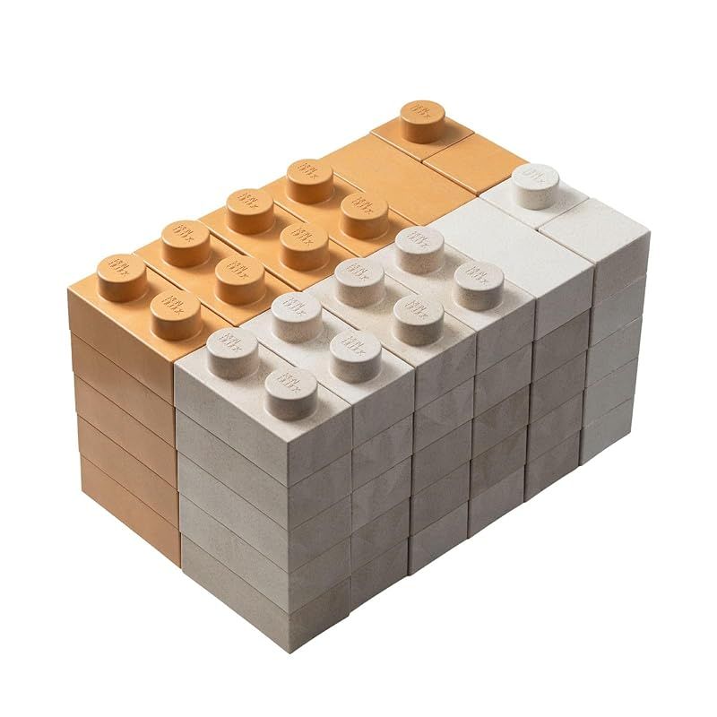 YPC ブロック 大きいブロック 子供 おもちゃ 知育 レンブロック キッズ ソフト 70個 セット ホワイト×ベージュ