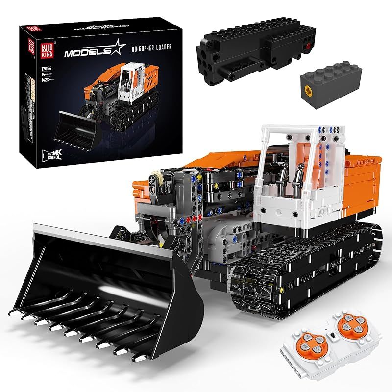 Mould King 17054科学技術ブルドーザー積み木セット APPリモコン伸縮ローダー積み木セット モーターと電池付き ブルドーザー積み木おもちゃプレゼントは14歳以上の男の子と大人に適している 1423件