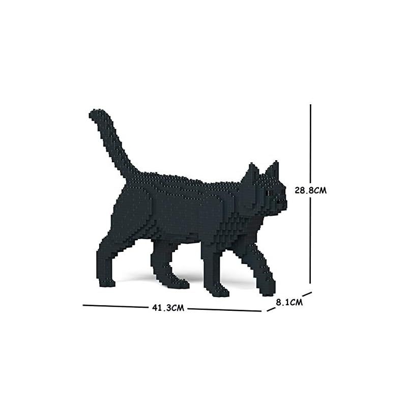 リアルな動物オブジェを作れる ブロックおもちゃ お散歩している 黒猫さん 41. .1×高さ28.8 cm ネジで固定する丈夫なブロック 大人向け 立体パズル 崩れない インテリア小物 JEKCA エンヴェールヘルック