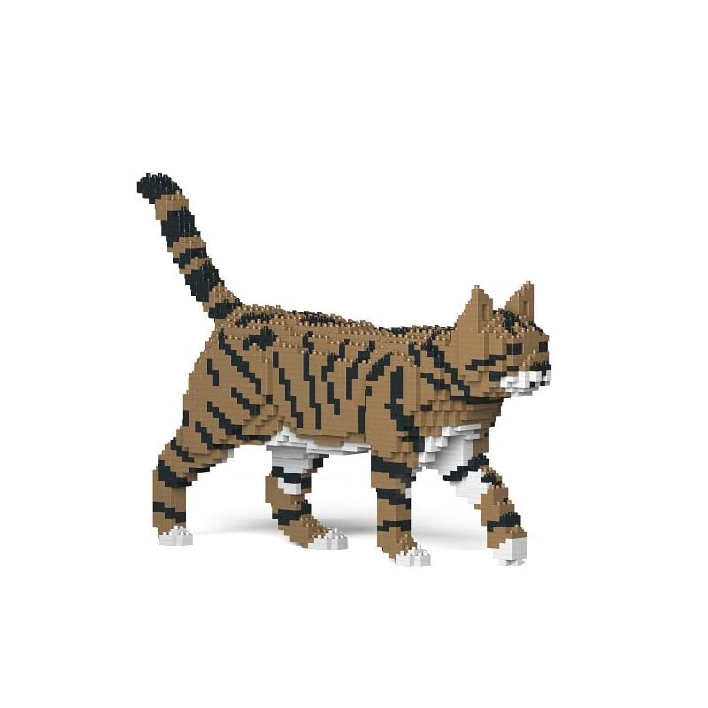 リアルな動物オブジェを作れる ブロックおもちゃ お散歩している キジトラ猫さん 41.3×8.1×高さ28.8cm ネジで固定する丈夫なブロック 大人向け 立体パズル 崩れない インテリア小物 JEKCA エンヴェールヘルック