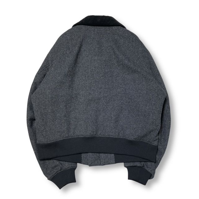 24AW YOHJI YAMAMOTO POUR HOMME CARSE TWEED FLIGHT JACKET ツイードジャケット サイズ3 ブラック グレー系 ヨウジヤマモトプールオム