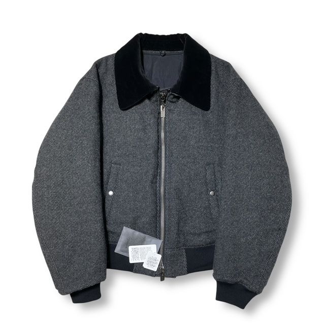 24AW YOHJI YAMAMOTO POUR HOMME CARSE TWEED FLIGHT JACKET ツイードジャケット サイズ3 ブラック グレー系 ヨウジヤマモトプールオム