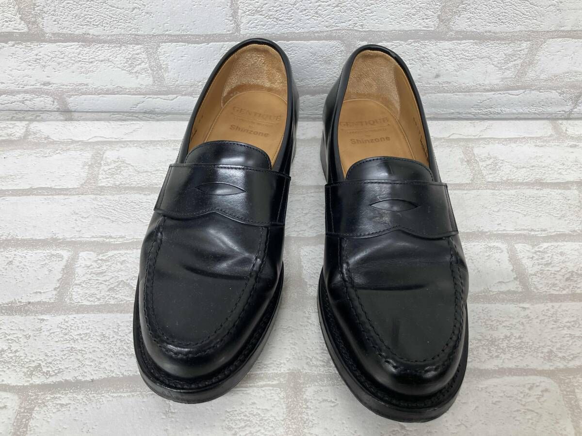 GENTIQUE PENNY LOAFER Black COIN LOAFER Shinzone別注 50198 18235