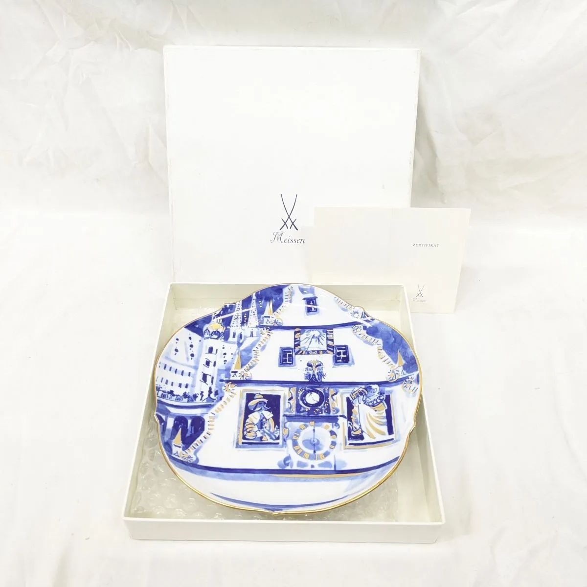 マイセン 陶版画 壁掛けプレート お皿 美品！Meissen/マイセン 壁掛けプレート 皿 陶器 版画 飾り ローゼン