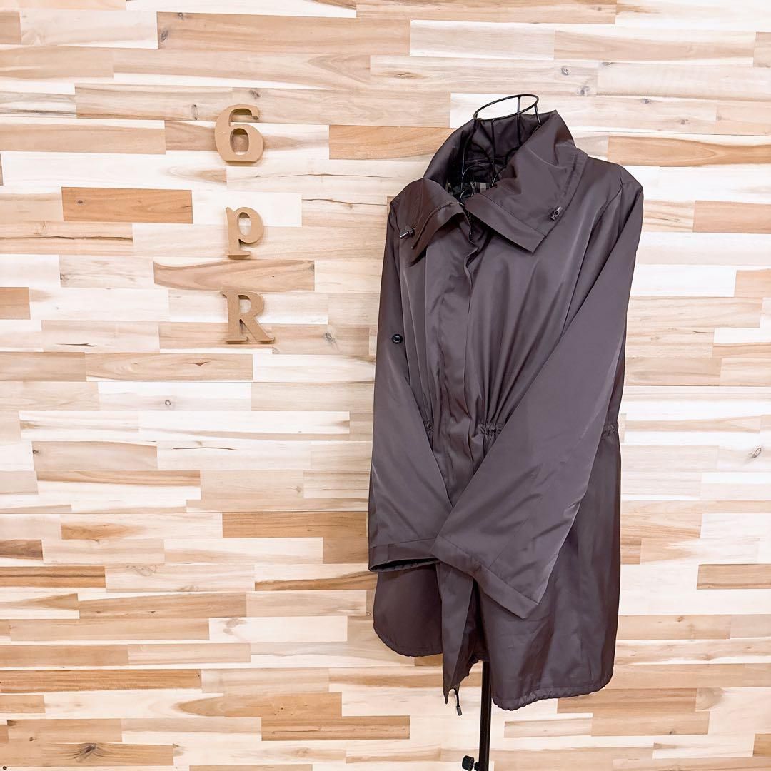 エディーバウアー ハイネック ナイロンコート キルティング ライナー茶ブラウン