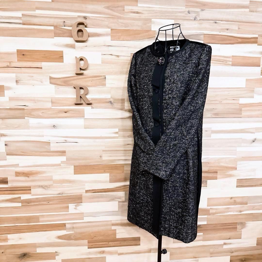 美品【ランバン】モヘヤ アルパカ ブレンド ツイード コート