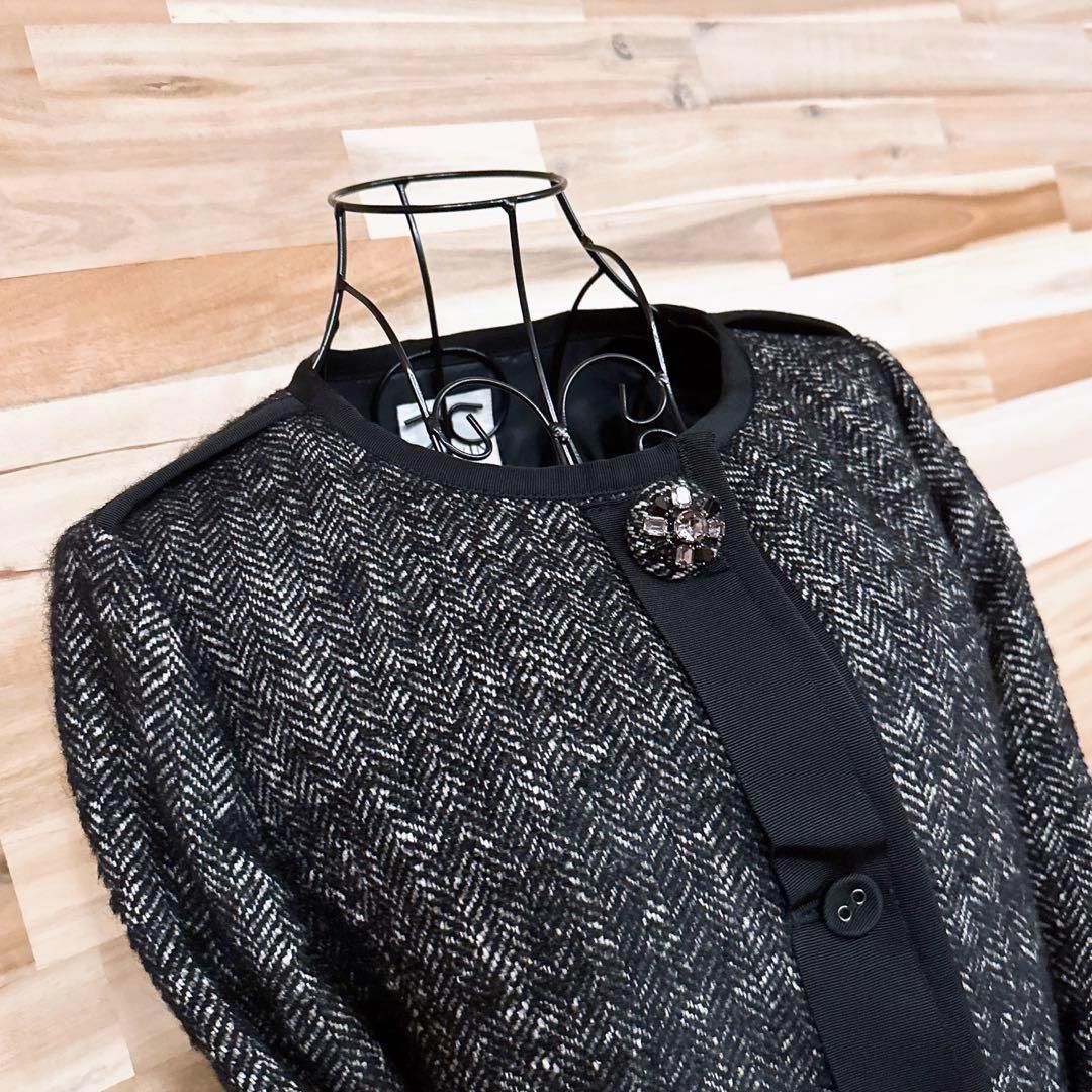 美品【ランバン】モヘヤ アルパカ ブレンド ツイード コート