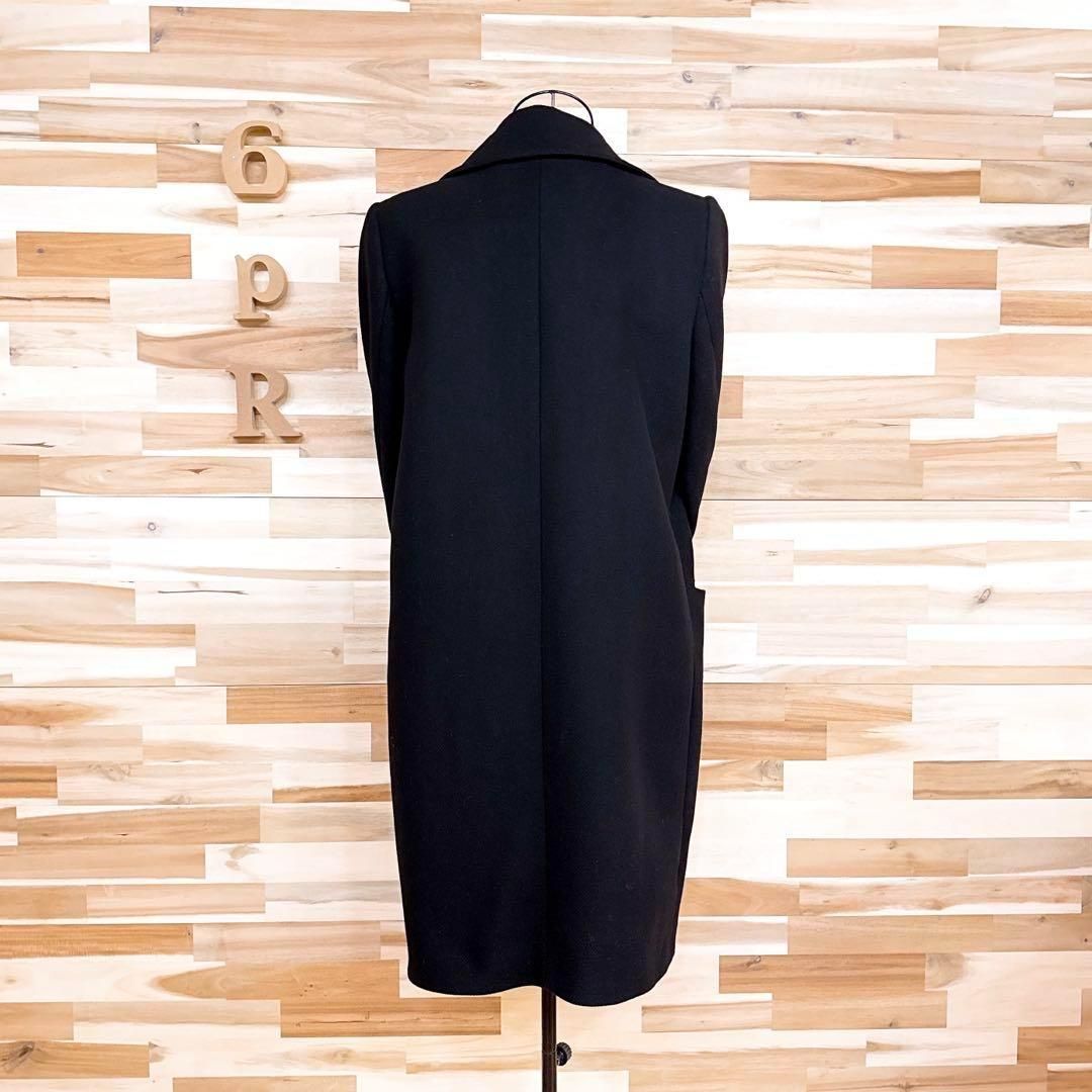 希少【ザラ】フェイク ファー 切り替え ロング チェスター コート M 黒×茶 