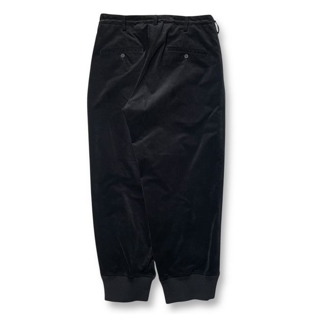 24AW YOHJI YAMAMOTO POUR HOMME 50C VELVET Hem RIB PANTS リブパンツ ブラック サイズ2 ヨウジヤマモトプールオム