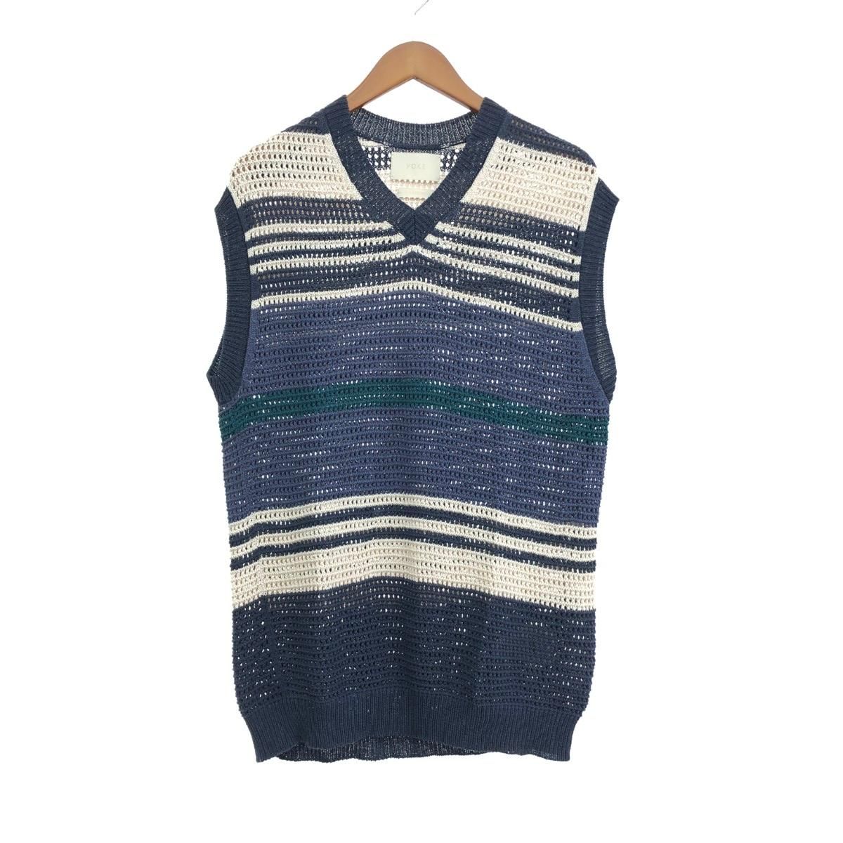 YOKE ヨーク ヨーク/メッシュニットベスト サイズ:2 BORDER MESH KNIT VEST YK24SS0722S/24SS   ネイビー メンズ / 243001002784 YOKE ヨーク ヨーク/メッシュニットベスト サイズ:2 BORDER MESH KNIT