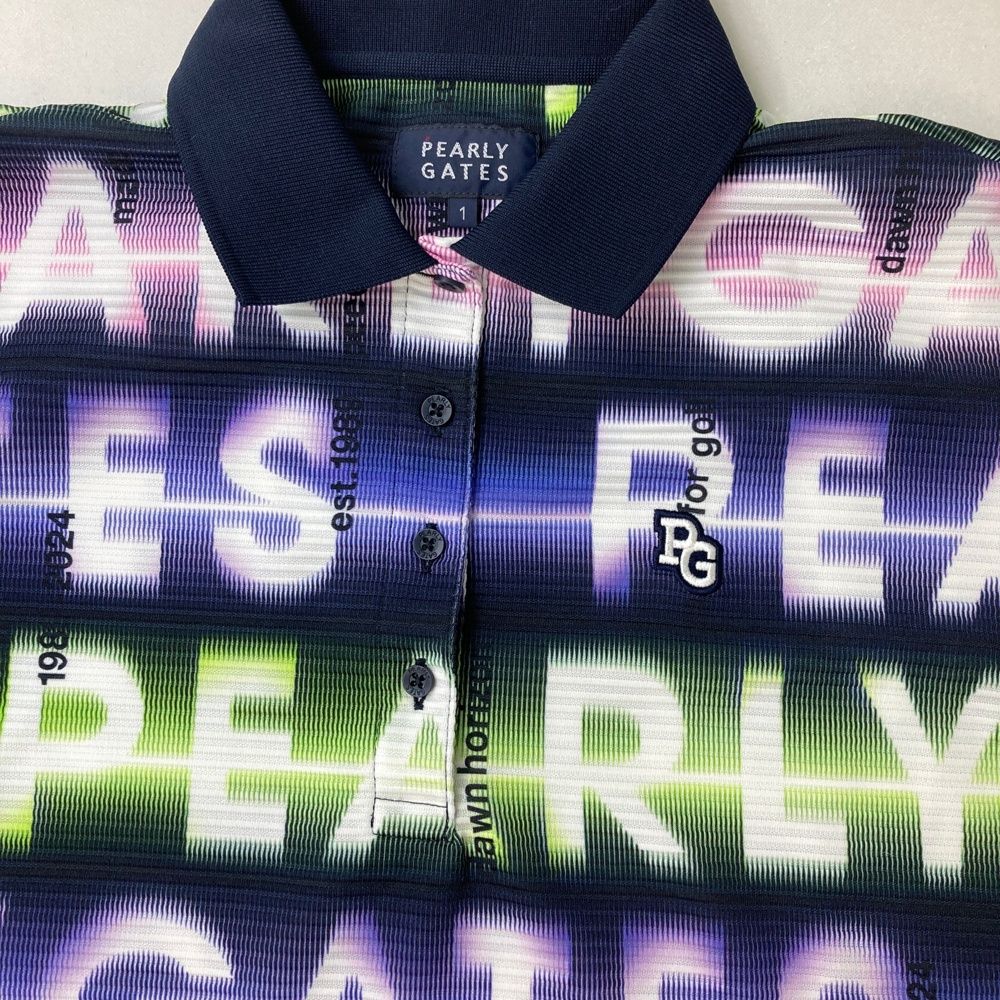  サイズ 1 PEARLY GATES パーリーゲイツ モデル 半袖ポロシャツ ロゴ柄 ブラック系 ゴルフウェア レディース ストスト シャツ レディースウェア
