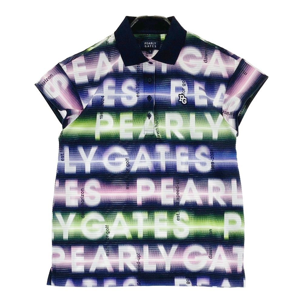 サイズ 1 PEARLY GATES パーリーゲイツ モデル 半袖ポロシャツ ロゴ柄 ブラック系 240101547026 ゴルフウェア レディース ストスト