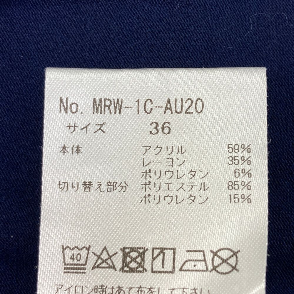  サイズ 36 MARK-LONA マークアンドロナ ハイネック長袖Tシャツ レオパード柄 ネイビー系 ゴルフウェア レディース ストスト シャツ レディースウェア