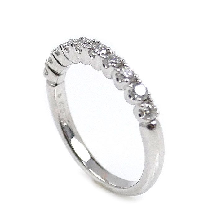 Ponte Vecchio ポンテヴェキオ K 18 WG ホワイトゴールド ハーフエタニティ リング 指輪 ダイヤモンド0.32 ct 6号 2.3 g レディース