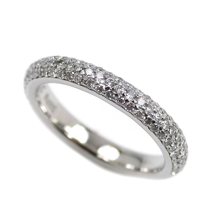 4℃ ヨンドシー Pt950プラチナ ハーフエタニティ ダイヤ リング 指輪 ダイヤモンド 7号 47 4.4g レディース