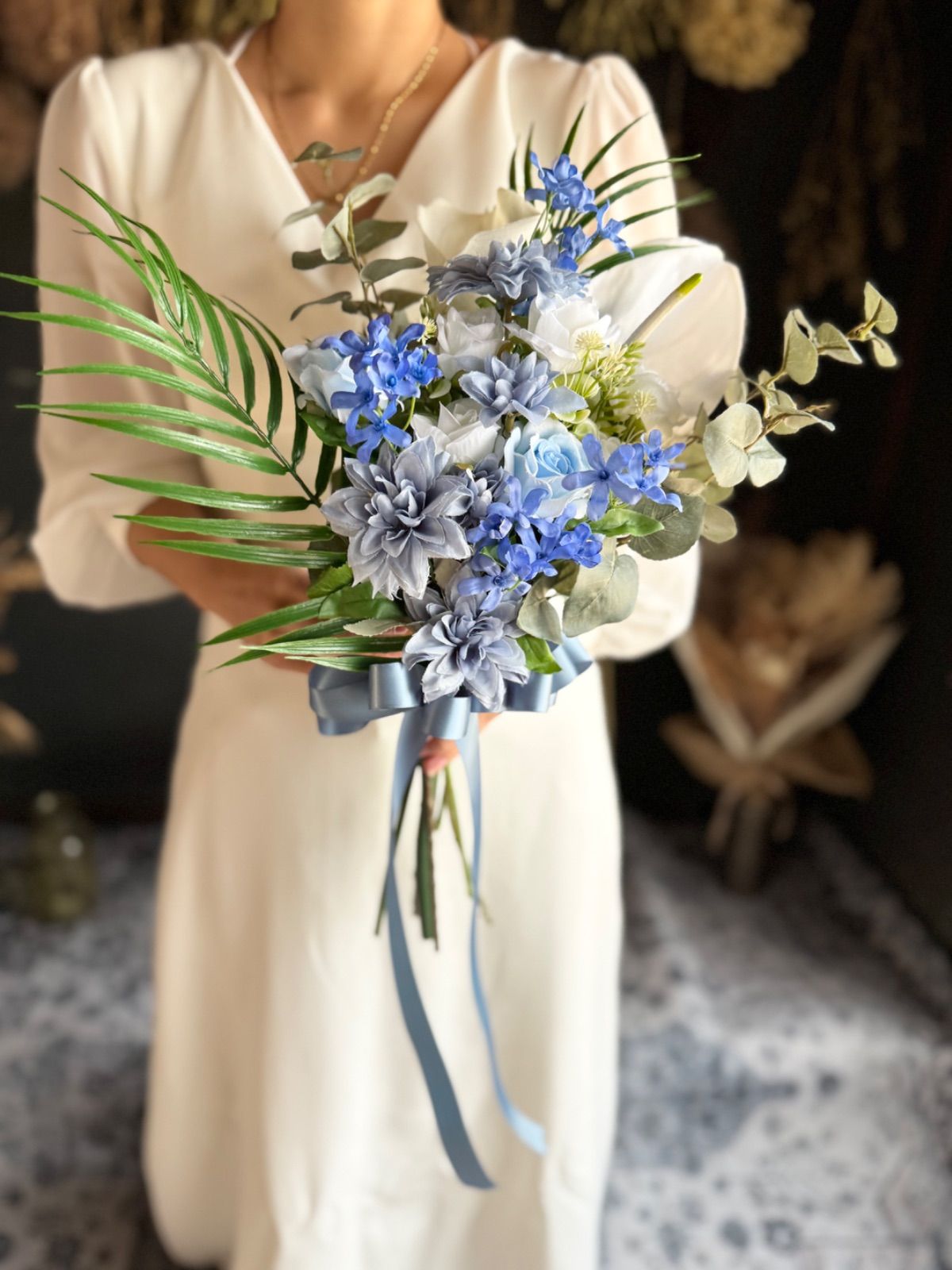 ブルートロピカルなクラッチブーケ☆ブートニア