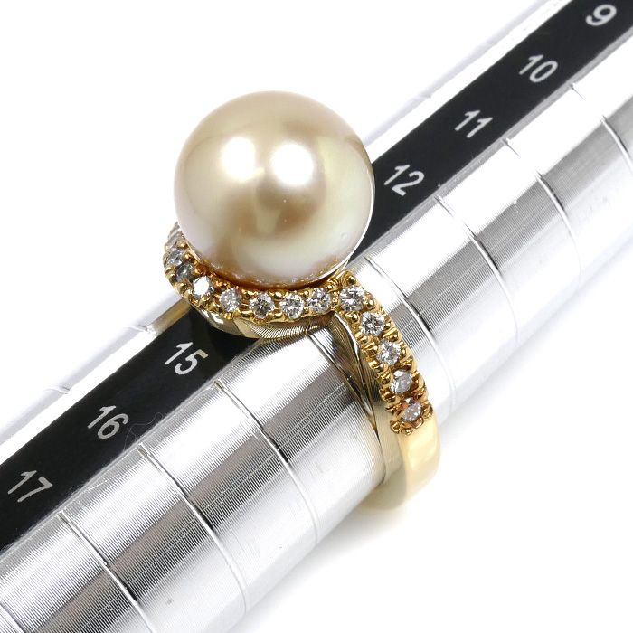 K18YG イエローゴールド パール リング・指輪 南洋パール約11.3mm