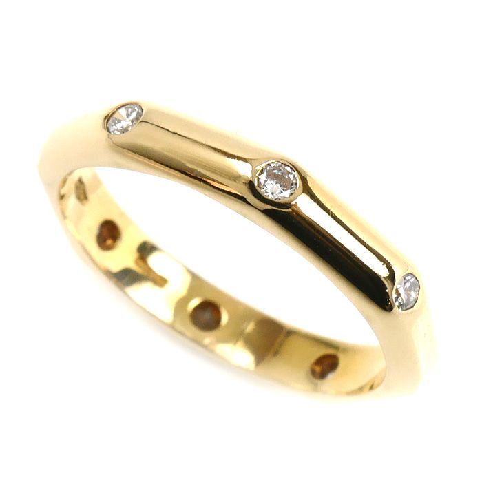 BVLGARI ブルガリ K 18 YG イエローゴールド オクタゴナル ダイヤ リング 指輪 ダイヤモンド 8.5号 2.8 g レディース