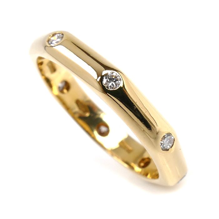 BVLGARI ブルガリ K 18 YG イエローゴールド オクタゴナル ダイヤ リング 指輪 ダイヤモンド 8.5号 2.8 g レディース