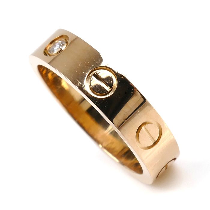 CARTIER カルティエ K 18 PG ピンクゴールド ミニラブ 1 P ダイヤ リング 指輪 ダイヤモンド 7号 47 4.1 g レディース