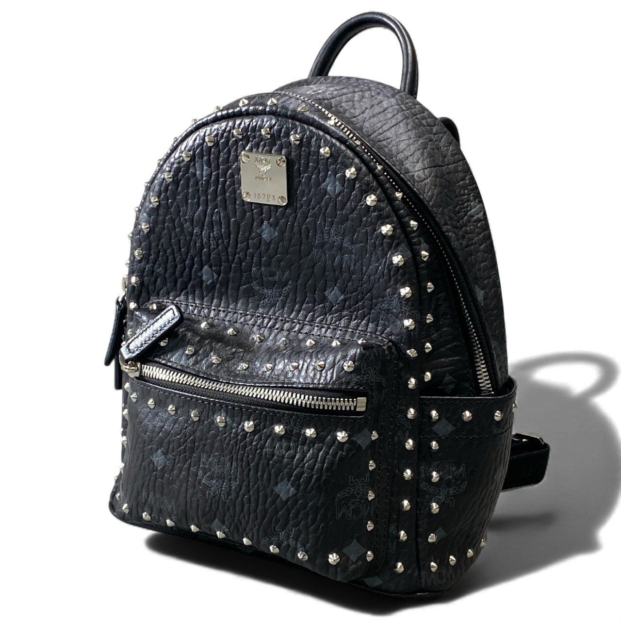 gk16 MCM エムシーエム STARK BACK PACK スタッズ リュック MINI ブラック レザー バックパック カバン 鞄t18r