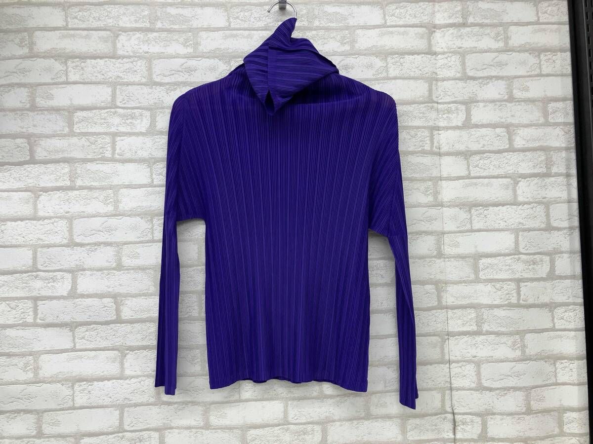PLEATS PLEASE P93-FK346 プリーツ プリーズ 長袖カットソー メンズ パープル タートルネック イッセイ ミヤケ ドメスティック モード