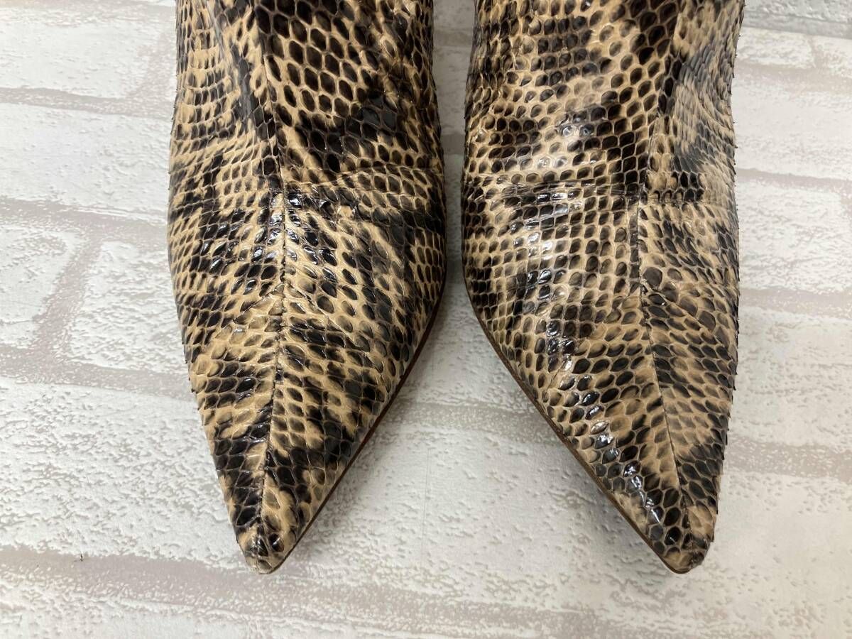  JIMMY CHOO ジミーチュウ ショートブーツ パイソン ブラウン系 ポインテッドトゥ レディース サイズ36 状態要 その他 靴