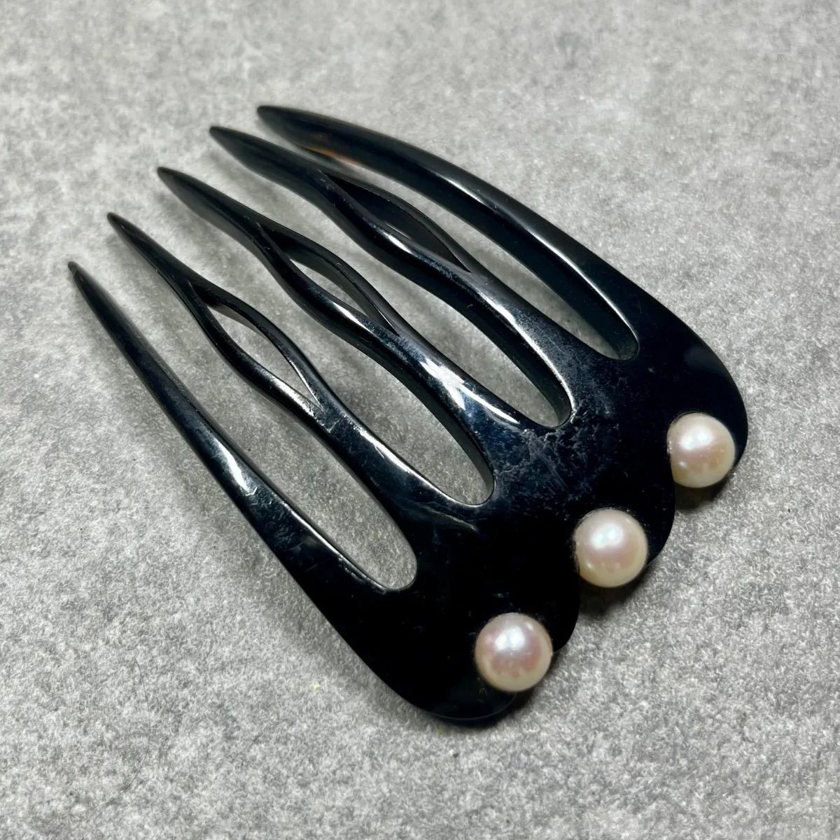 本鼈甲 真珠 簪 かんざし 和装小物 髪飾り 黒甲 鼈甲 べっ甲 パール 