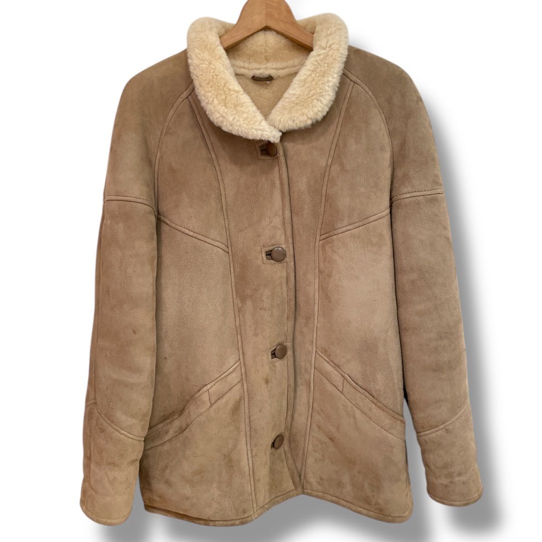 HOMESTEAD SHEEPSKIN PRODUCTS ホームステッド シープスキン プロダクツ ヴィンテージムートンジャケット 本格ムートン ニュージーランド製 ベージュ サイズ12 レディース 冬 ゴーゴー古着セントラルパーク名古屋店NO.1472