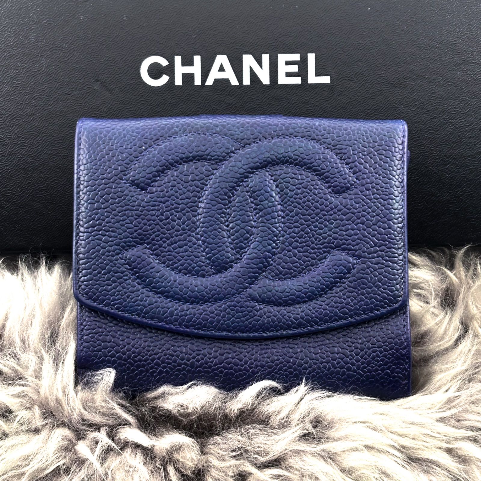 美品✨】シャネル 財布 デカココ キャビアスキン Wホック 二つ折