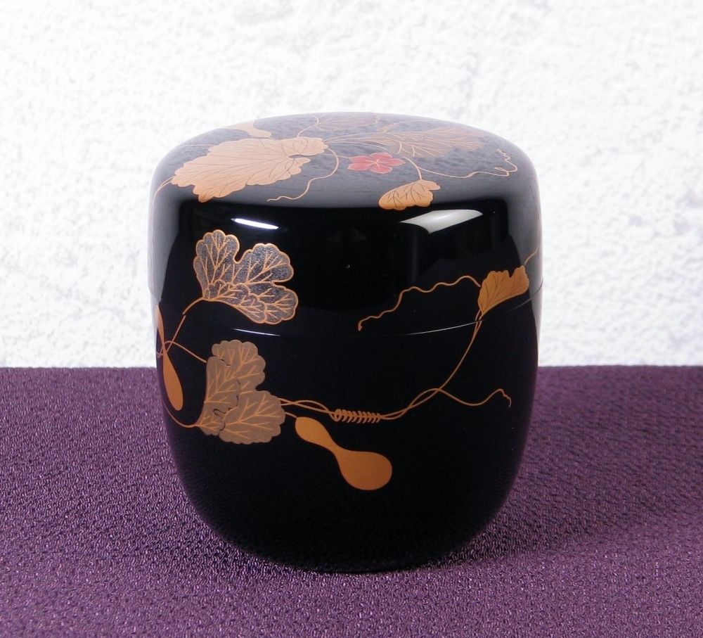 Y3030-6 茶道具 中村宗尹 金蒔絵 六瓢 中棗 共箱 YY