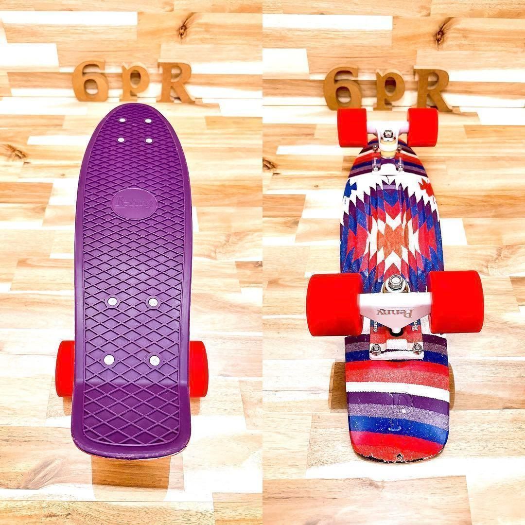 美品【ペニー】Penny ミニ クルーザー ネイティブ柄 スケートボード 紫×赤 美品【ペニー】Penny ミニ クルーザー ネイティブ柄 スケートボード 紫×赤