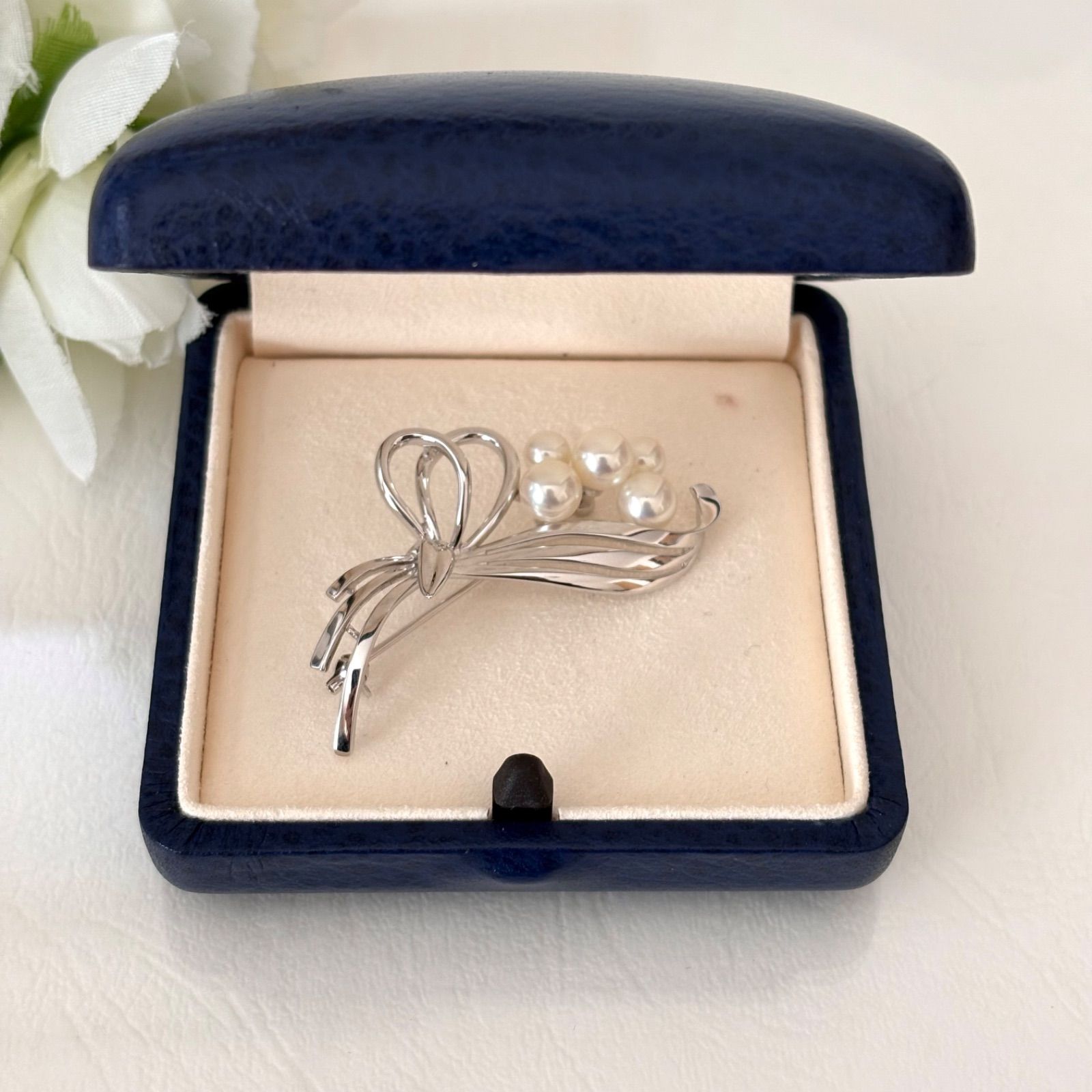 431【ミキモト】シルバー ブローチ パール 花束 MIKIMOTO ミキモト