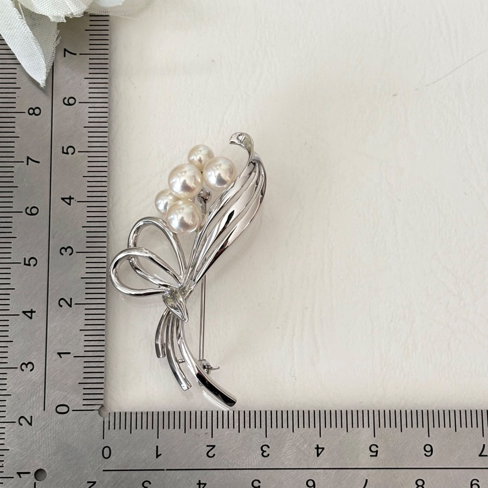 061【ミキモト】シルバー　パール　ブローチ　花束 061【ミキモト】シルバーパールブローチ花束