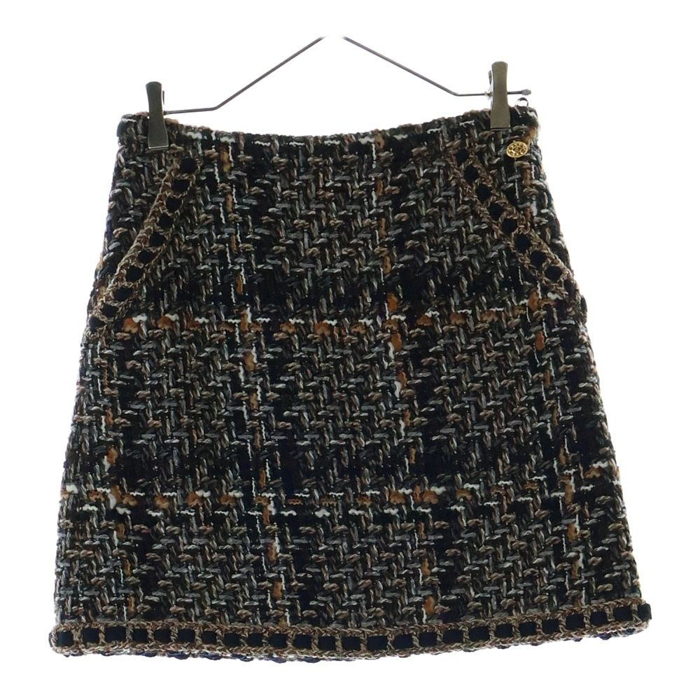 CHANEL (シャネル) ココマークピン ツイード ミニスカート ブラウン