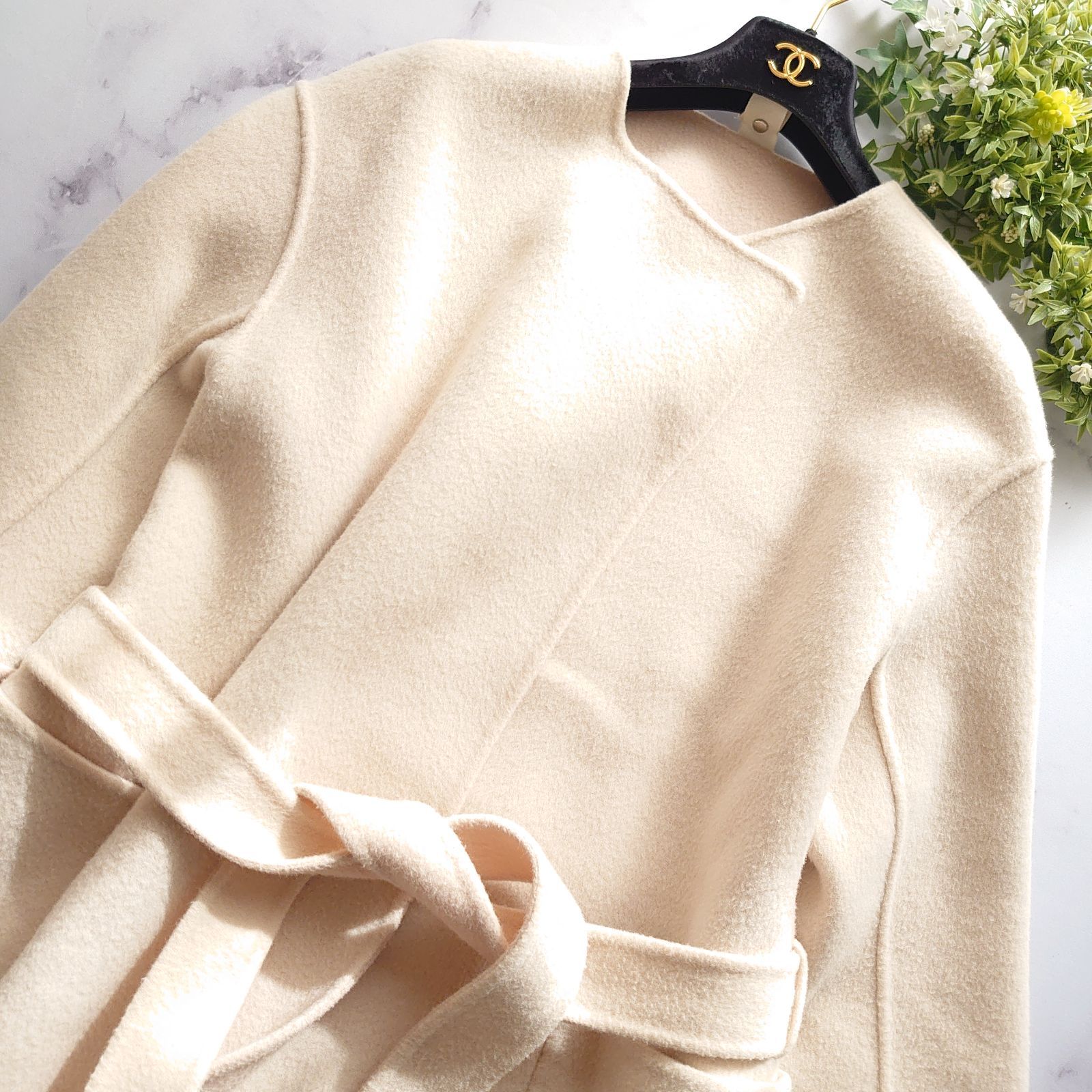 美品✨ROPE ロペ ダブルフェイス リバー ベルテッド コート リバーシブル ロペ リバーシブル ダブルフェイスリバー ベルテッドコート アイボリー