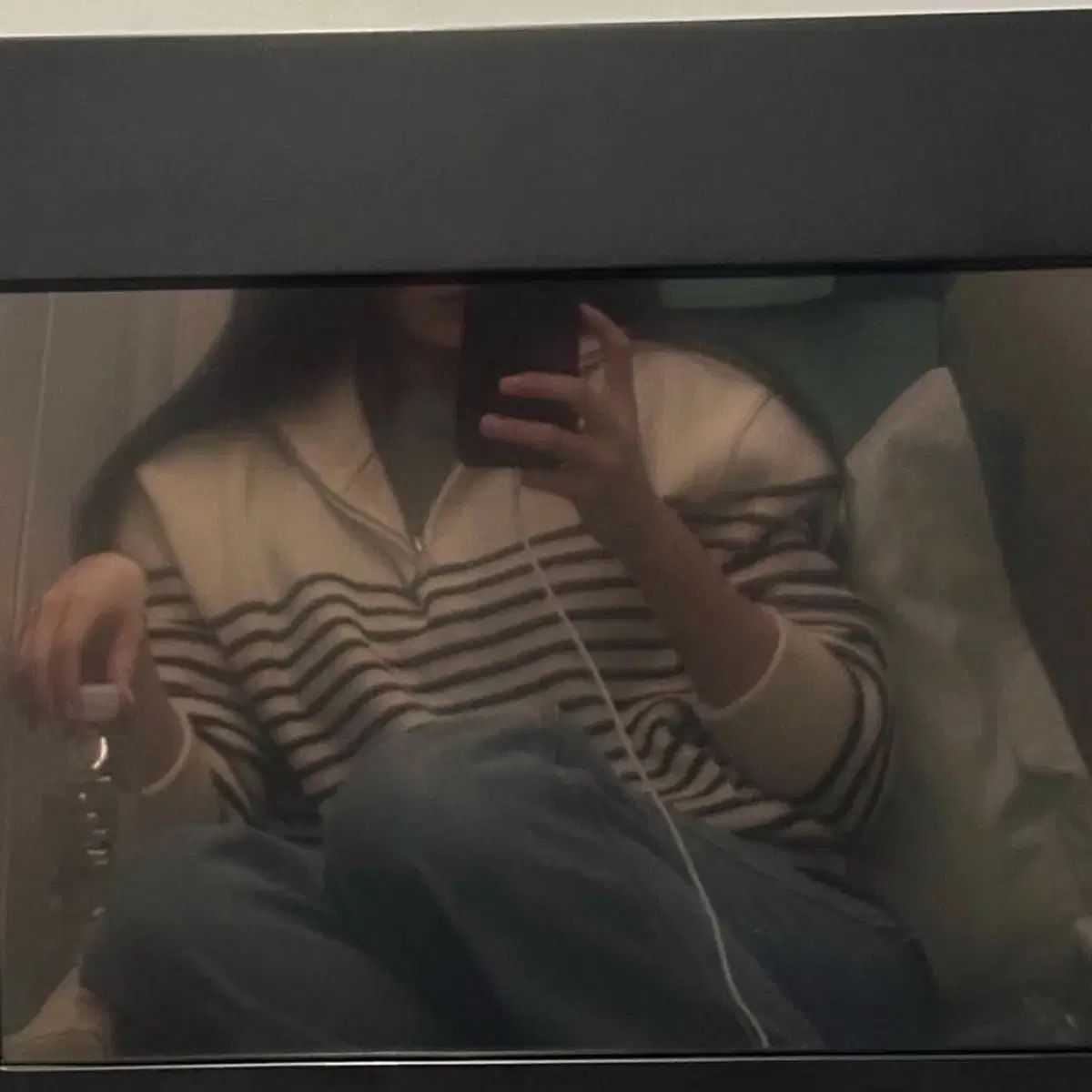  ゲッド ストライプ ジップアップ ニット アイボリー s 長袖 ニット セーター