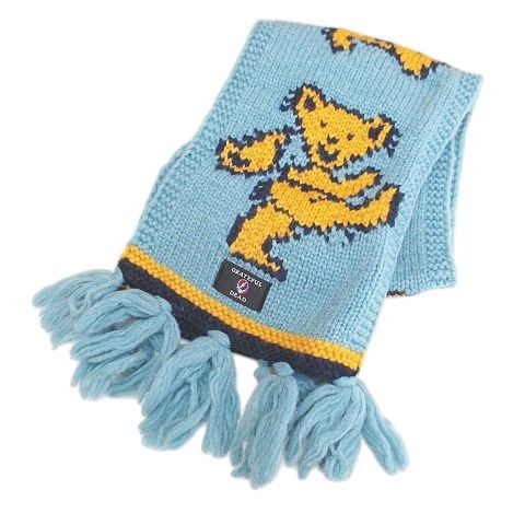 グレイトフルデッド Grateful Dead デッドベア Dead Bear マフラー 水色 ライトブルー フリンジ 毛 ウール