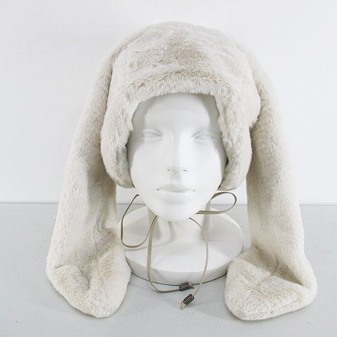 カシラ CA 4 LA FUR LAPIN ファーキャップ 帽子 うさぎ耳 ONESIZE 白系 ホワイト あご紐 無地