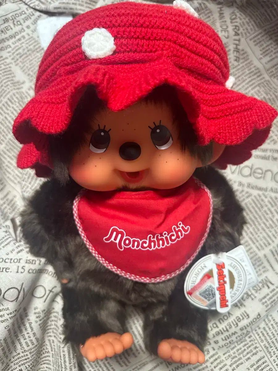 新コンディション モンチッチ ゴー ラージ シッティング いちご帽子