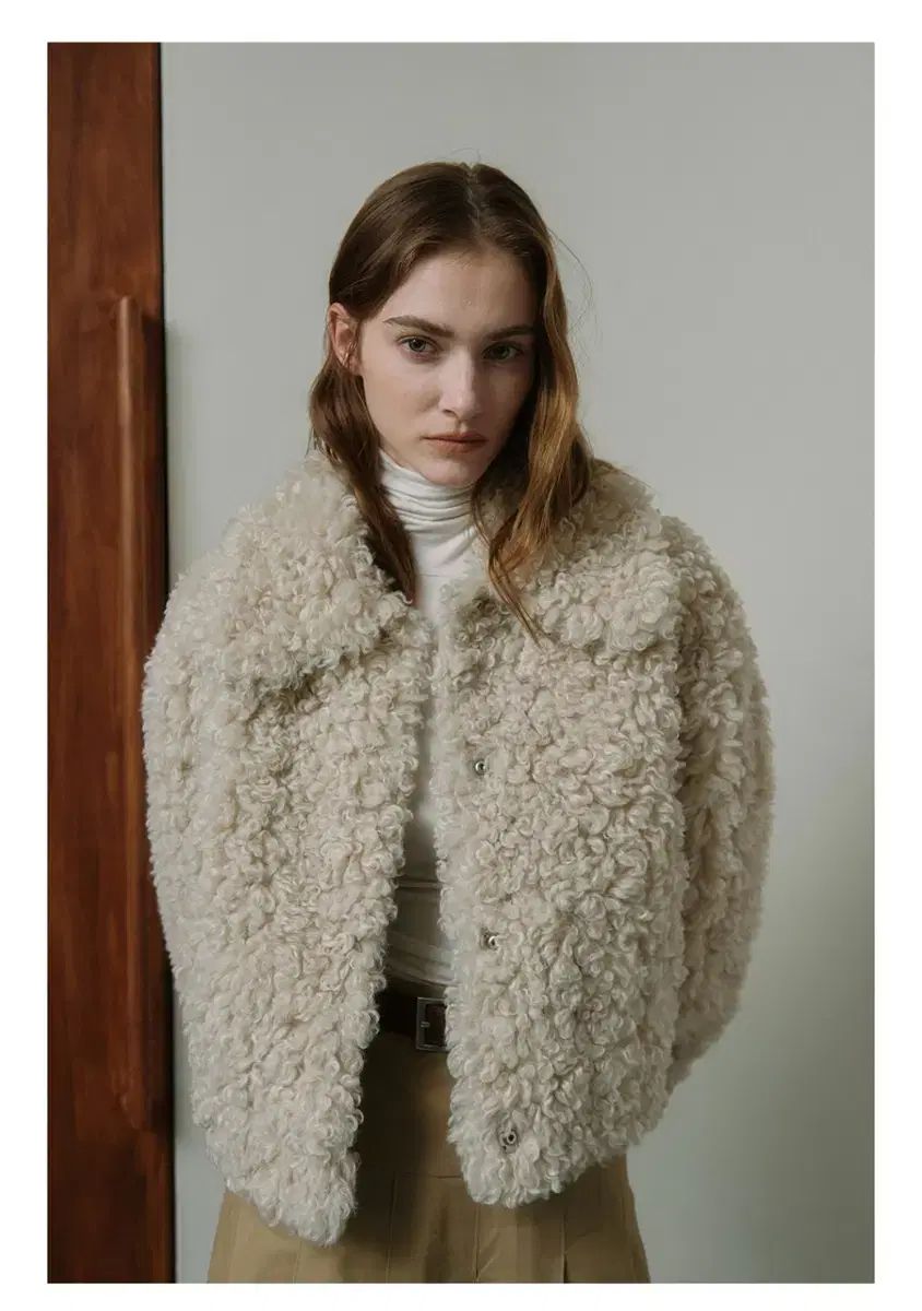 LEFTSEOUL シアリング ファー ジャケット アイボリー