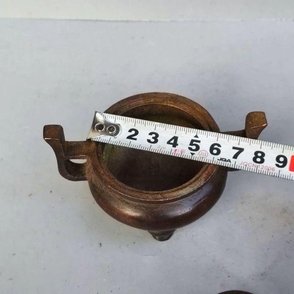 銅器 朝冠耳円口三足香炉 香薫炉 香道具 仏堂薫炉 装飾品 工芸品 置物