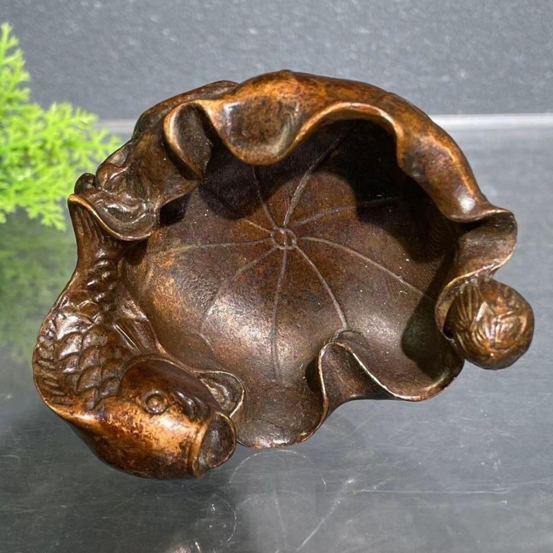 銅製 ハスの葉筆洗 書道具 文房具 灰皿 装飾品 工芸品 置物 - メルカリ