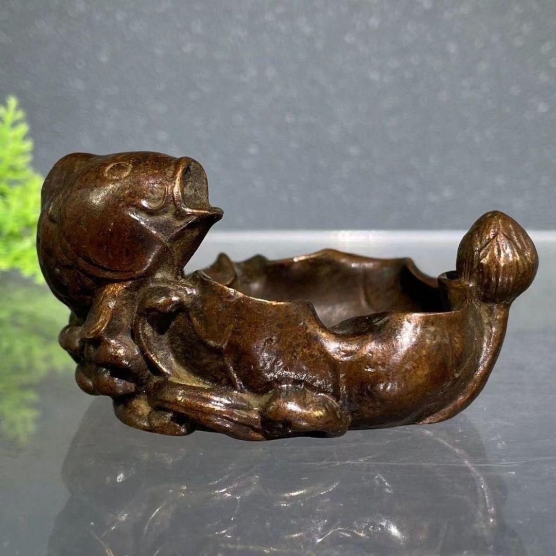 銅製 ハスの葉筆洗 書道具 文房具 灰皿 装飾品 工芸品 置物 - メルカリ